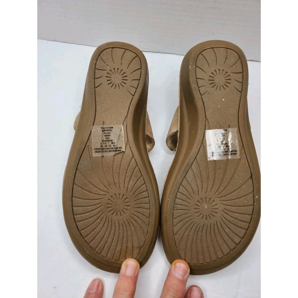 Mountain Sole Karen Sandal Tan Fabric w/Silver Rhinestones Sz 6.5M New Fast Ship
